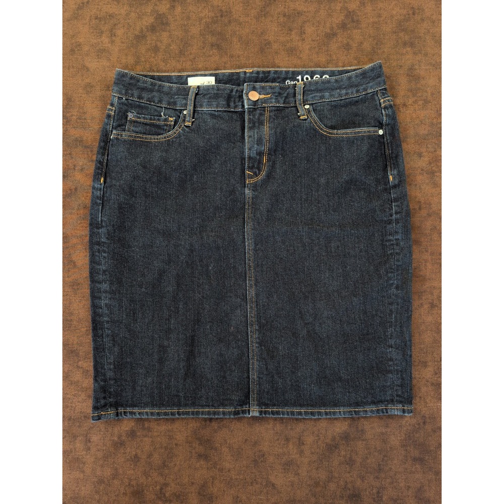 Gap 1969 Dark Wash Denim Pencil Skirt Size 30 Stretch 5 Pocket Rinse 384822-00